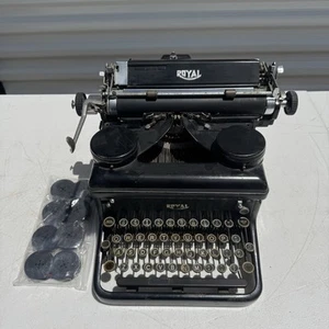 Máquina de escribir negra antigua Royal Manual 1930, llaves de vidrio - para reparación/piezas - Imagen 1 de 24