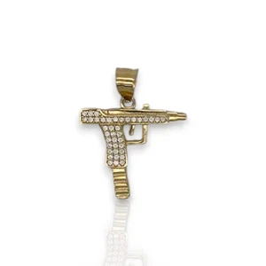 Machine Gun Cz Pendant - 14K Yellow Gold - Picture 1 of 5