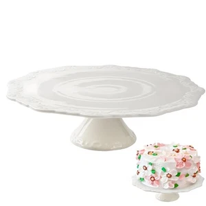 10 Inch Round White Ceramic Cake Stand, Decorative Cupcake Stand, Dessert Dis... - Picture 1 of 5