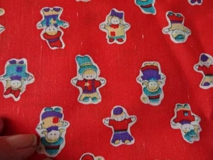 Vintage 2 iarde-tessuto cotone-senza marchio-motivo novità-bambini piccoli-rosso BG-così carino - Foto 1 di 5