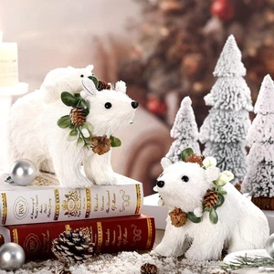 2 Pack Winter Christmas Sisal Polar Bear Table Decor, Polar Bear Figurines, H... - Bild 1 von 7