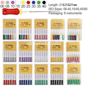 Dental Stainless Steel Endodontic Root Canal H/K/R Files 21/25/31mm Hand Use - Picture 1 of 49