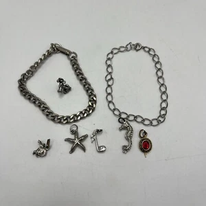 Charm Bracelets Lot of 2 - Starfish, Seahorse, Music Note, Dog, Univ Of Cincinn - Picture 1 of 9