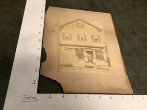 early mounted photo: HOUSE or STOREFRONT, w people in front & in windows - Picture 1 of 3