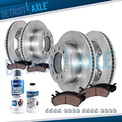 10 piezas Rotores de freno delanteros traseros pastillas de freno de cerámica para 2013-2024 Ram 4500 5500 Foto 1 de 4