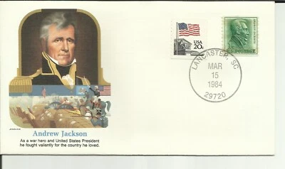 FDC Andrew Jackson #1209 (1963) 1¢ & #1896 (1981) 20¢ Fleetwood PM Landcaster SC - Image 1 of 2