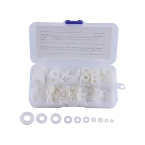 660PCS M2 M2.5 M3 M4 M5 M6 M8 M10 White Plastic Nylon Flat Washers Insulation - Picture 1 of 13