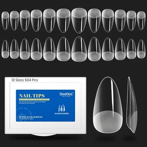 Beetles Gel Nail Tips Easy Nail Extension 504Pcs Short Almond Half Matte Nail Ti - Picture 1 of 12