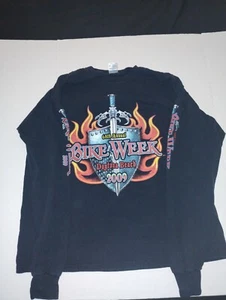 Vintage 2009 Daytona Bike Week Shirt Size L Long Sleeve Print Fade Harley Y2K - Picture 1 of 7