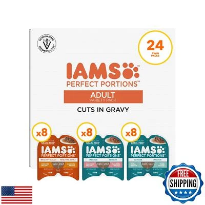 Iams Perfect Portions Adult Wet Cat Food Cuts in Gravy, Chicken, Tuna, and Sa - Image 1 of 4