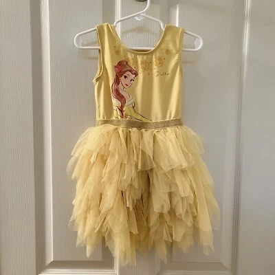 Disney Princess Yellow Belle Ruffle Tulle Dress Beauty and the Beast Girls 2T - Image 1 of 4