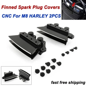 Finned Spark Plug Covers For Harley M8 Softail Fat Boy Touring Road Glide 17-24 - Picture 1 of 8