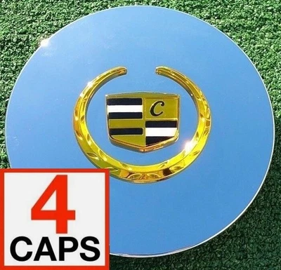 4 хромированных золотистых центральных колпака подходят для оригинальных заводских колпаков колес Cadillac DTS Deville - Изображение 1 из 4