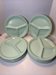 (15) Vintage Pfeilspitze Effizienz Ware grün Melamin geteilt 10" Teller - Bild 1 von 5