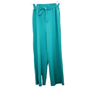 High Waisted Wide Leg Pants Size L Pull On Elastic Waist Bow Stretch Fashion - Picture 1 of 10