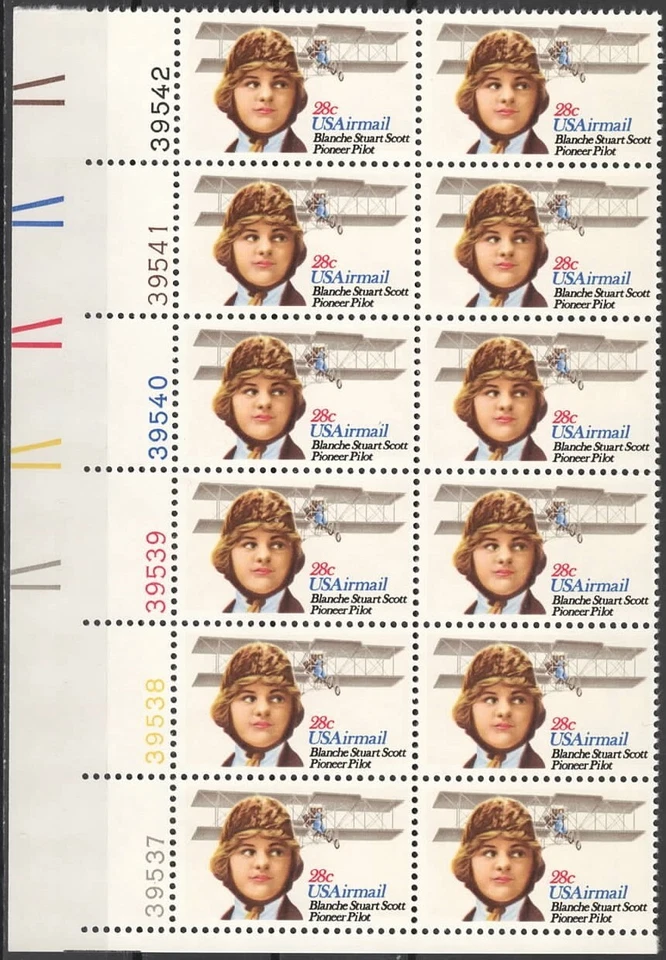 US Scott #C99 "Blanche Stuart Scott" Plate block of 12, MNH - Image 1 of 1