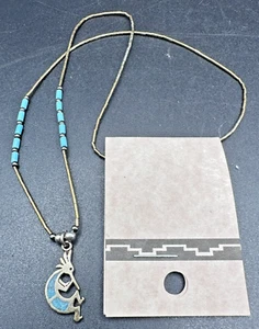 "Collar Kokopelli 16"" plata líquida esterlina turquesa nuevo con etiquetas G&S 1997 EE. UU. - Imagen 1 de 10