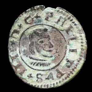 1663, 8 Maravedis Philips IV, Coruña Mint - 21 mm / 1.54 gr. - Picture 1 of 3
