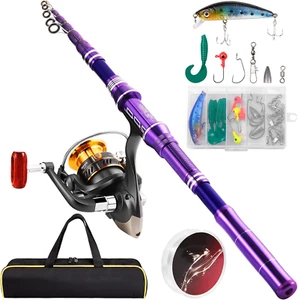 Telescopic Fishing Rod Kit, Carbon Fiber Fishing Pole and Reel Combos with Spinn - Picture 1 of 7