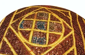 40" BROWN EXOTIC SARI THROW FLOOR ROUND CUSHION PILLOW COVER MULTIPURPOSE GIFT - Picture 1 of 7
