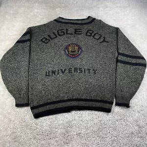 Vintage Bugle Boy Sweater Men's Large Cardigan University Button Up Knit Black - Picture 1 of 12