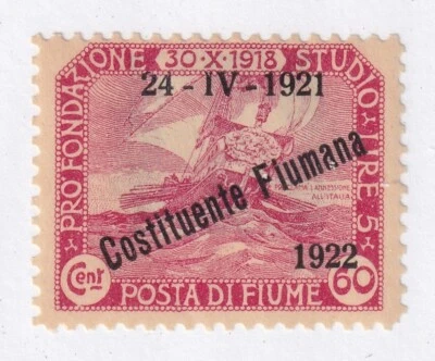 SELLOS DE MATT SCOTT FIUME #154, EDICIÓN 60 CENTESIMI DE 1921, MH CV $17,50 Foto 1 de 3