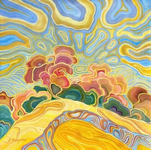 Pintura al óleo original sobre lienzo paisaje impresionismo 32 x 32 firmado - Imagen 1 de 2