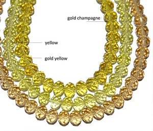 faceted glass crystal beads of 8 & 10 mm, yellow, gold yellow, gold champagne - Picture 1 of 1