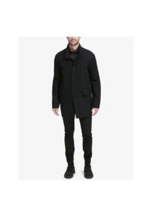 NWT Cole Haan Signature Men's Wool Twill Jacket Pea Coat Black M $200 P0011 - Picture 1 of 1