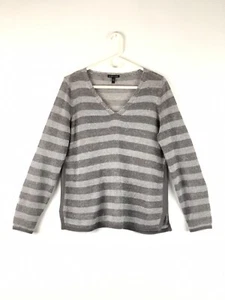 Eileen Fisher Women's Size S Striped Pullover Sweater 100% Organic Linen Grey - Picture 1 of 10