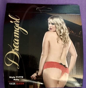 Dream Girl Ruby Red Open Crotchless Lace Boyshort Panties Cheeky Queen SZ 1X/2X - Picture 1 of 5