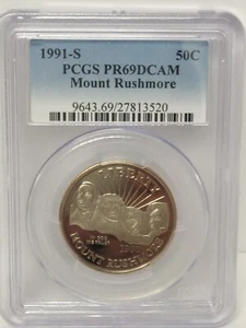 1991-S PROOF HALF DOLLAR MOUNT RUSHMORE PCGS PR69 DCAM - Picture 1 of 2