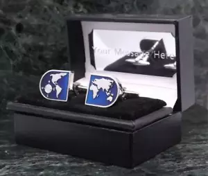 world Cufflinks, travel gift, cruising gift, honeymoon gift Personalised Option - Picture 1 of 9