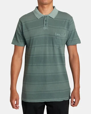Camisa Polo RVCA Para Hombre S/S PTC BOARD STRIPE - Cactus - Pequeña - Nueva con Etiquetas - ÚLTIMA Foto 1 de 3