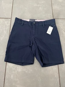 NWT GAP Girls Chino Shorts Sz 7R Adjustable Waist 6" Inseam Blue Stretch - Picture 1 of 3