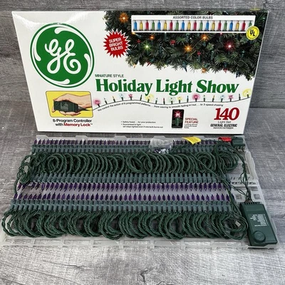 复古 GE Holiday Light Show 紫色 140 灯套装带 8 程序控制器 — 第 1/4 张图片