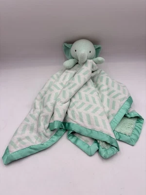 Manta de seguridad para bebé Cloud Island Elephant Lovey verde menta borde satinado 29" Foto 1 de 4