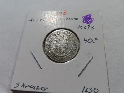 E108 Áustria-Viena Ferdinand II 1630 3 Kreuzer - Imagem 1 de 2