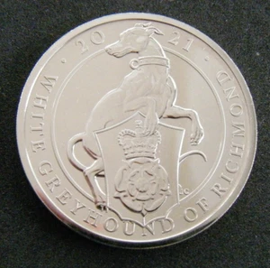 Moneda BU de 5 libras The Queens Beasts White Greyhound of Richmond 2021 Reino Unido - Imagen 1 de 2