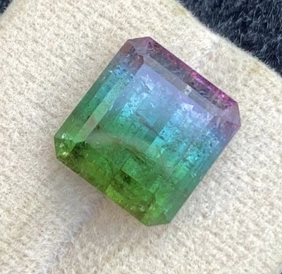 11.37 CRT   tricolor Watermelon Tourmaline Natural Earth Mined Unheated Faceted - Image 1 of 4