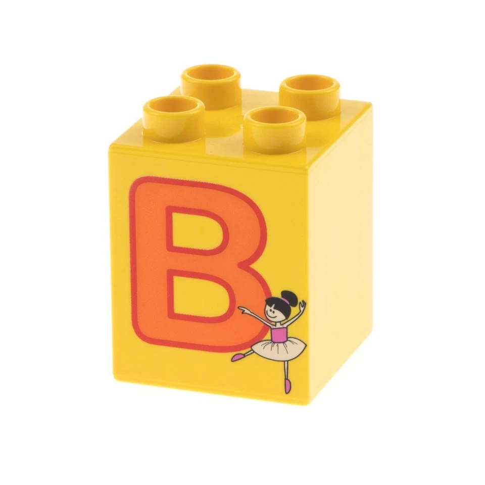 1x Lego Duplo Motiv Bau Stein 2x2x2 gelb bedruckt Buchstabe B Ballerina 31110pb0 - Bild 1 von 1