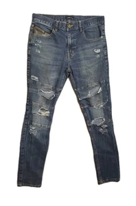 Pantalones de mezclilla Kayden K para hombre ajustados elásticos talla 32 x 30 azul moto súper desgastados - Imagen 1 de 12
