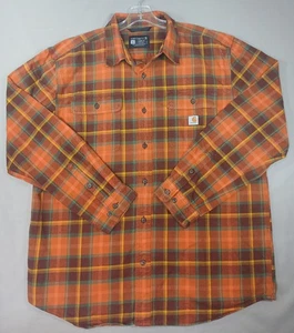 Carhartt Shirt Mens Large Plaid Heavy Flannel Long Sleeve Button Up Loose Fit - Picture 1 of 7