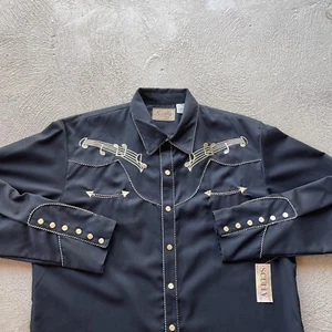 Scully Shirt Mens XL Black Pearl Snap Embroidered Music Notes Western Cowboy New - Picture 1 of 13