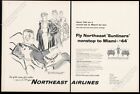 1958 Northeast Airlines stewardess Sunliner plane to Florida vintage print ad