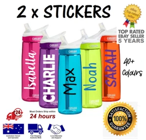 2 x Water Bottle NAME LABELS STICKERS Personalised Kids School Lunch Box Drink - Picture 1 of 16