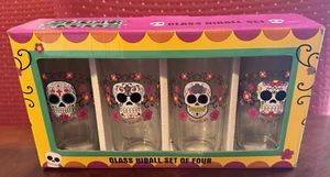 SUGAR SKULLS GLAS HIBALL 4ER SET 12 UNZEN - Bild 1 von 4