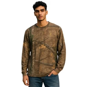 Browning RealTree Xtra Camo T-Shirt XLarge Brown Long Sleeve 100% Cotton Hunting - Picture 1 of 10