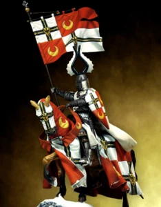 Teutonic Knight on Horse Painted Miniature Tin Toy Soldier | Art - Picture 1 of 4