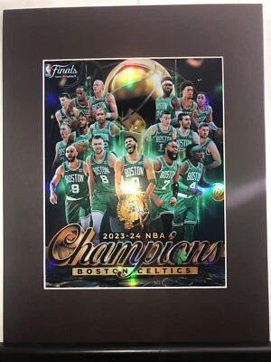Boston Celtics 2024 NBA Champions Holographic 11x14 Matted Frame - Image 1 of 4